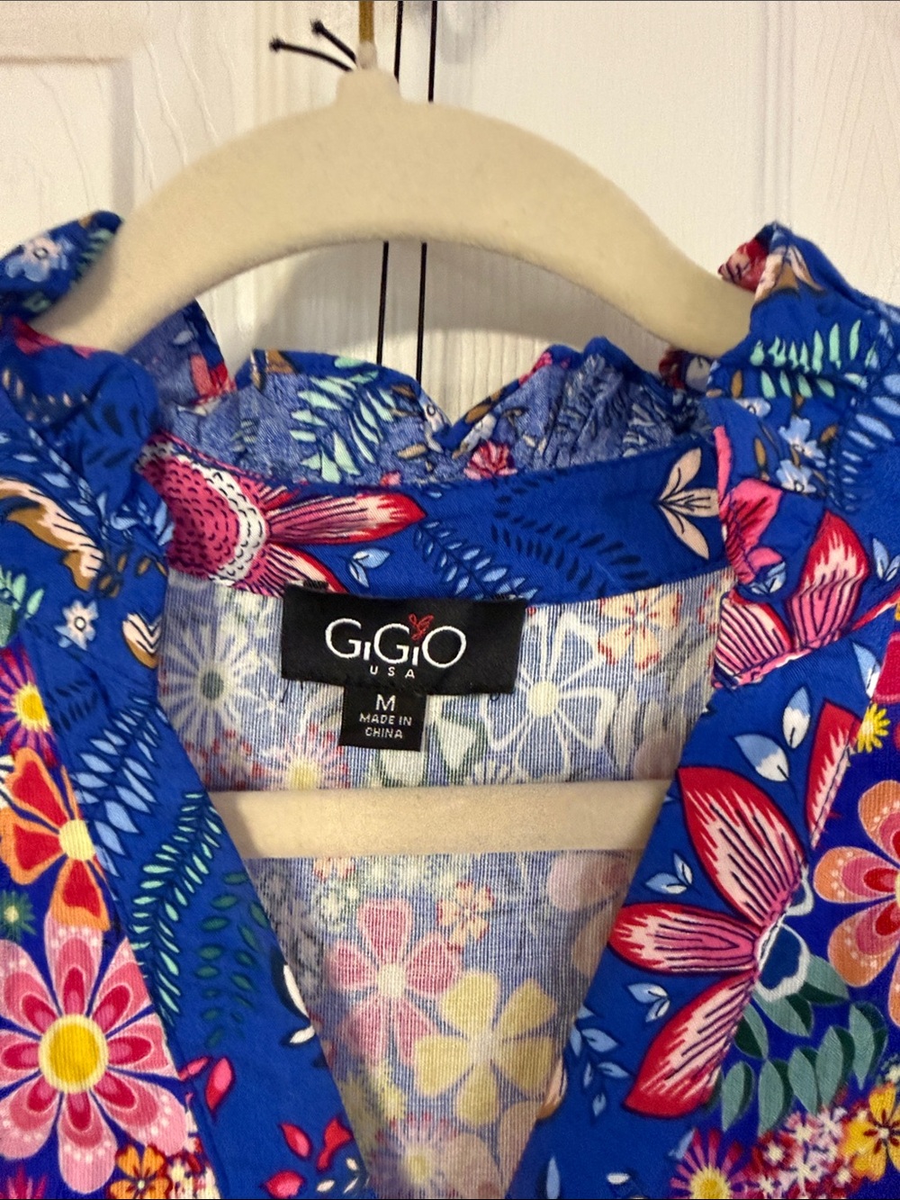 GGO Bright Blue Floral Tiered Midi Dress - Picture 3 of 5